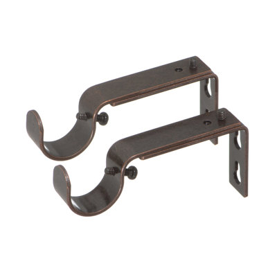  Adjustable Brackets for Curtain Rods - for 1 or 1 1/8 Inch Rods. Set of 2 - Oil Rubbed Bronze
