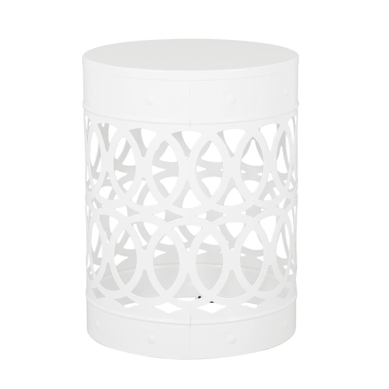 Outdoor Metal End Table -Large, White