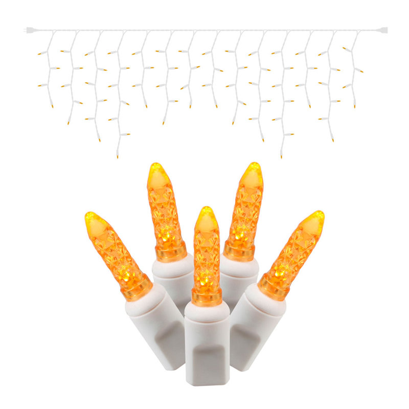 70 Lights Icicle Lighting, Amber, 21" H x 2" W x 108" D