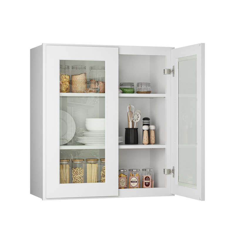 Armoire murale en verre blanc