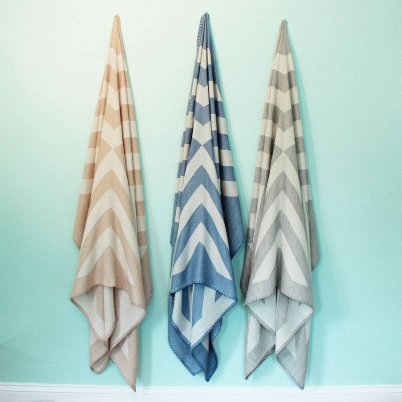 Grinda Baby Alpaca Woven Throw Blanket, Periwinkle