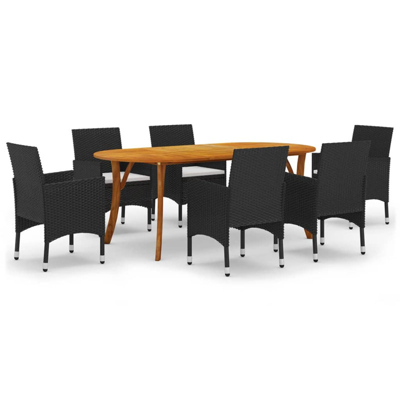  Ensemble de salle à manger noir, Blanc, crème, Noir, 6