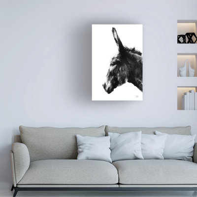 Art mural sur toile tendue - "Donkey Portrait BW" de Nathan Larson pour décoration de salon, de chambre à coucher ou de bureau - 16 x 24