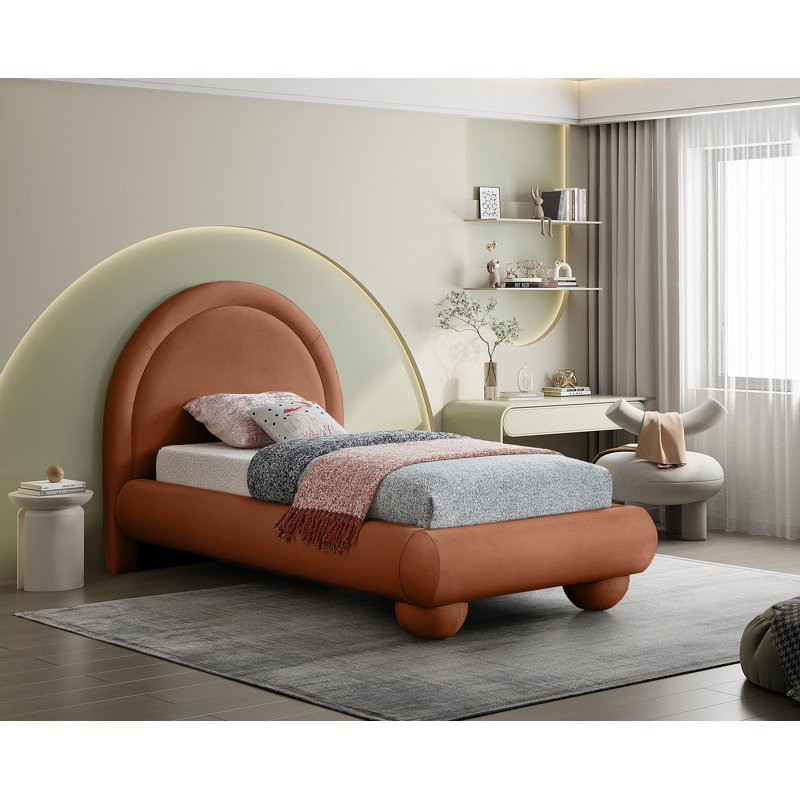 Madrid Velvet Bed, Twin, Cognac Velvet
