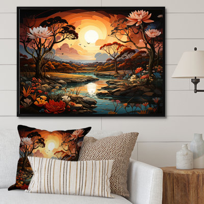 Riverforest Peach Sunset African Aura II - Landscapes Canvas Prints