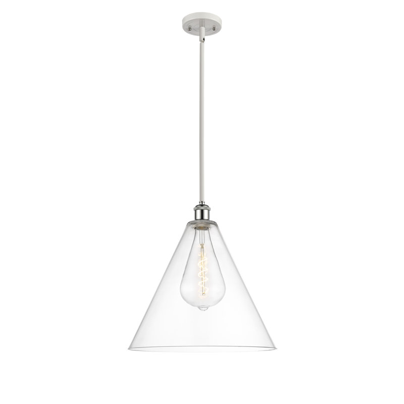 Luminaire suspendu sphérique à 1 lumière Allean, H 49,75 po x l 16 po x P 16 po, Transparent, Blanc / chrome poli
