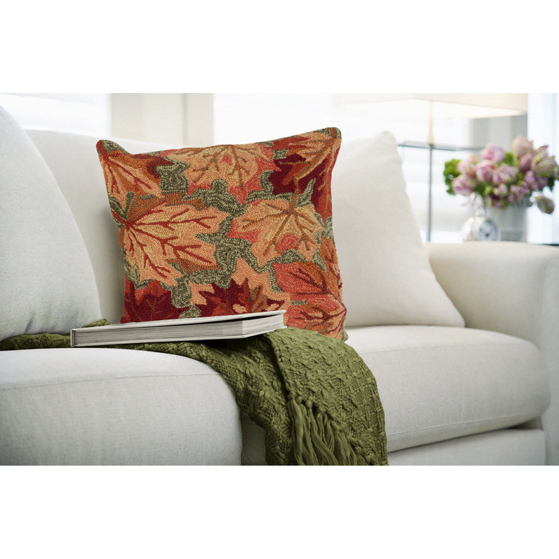 Frontporch Falling Leaves Indoor/Outdoor Floral Square Throw Cushion Cover, Orange/Red/Brown