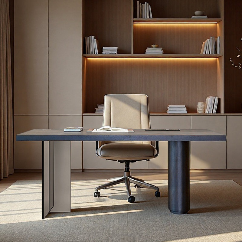 Bureau en acrylique pour le bureau personnel dans le bureau, H 29,53 po x l 62,99 po x P 27,56 po, Tanné