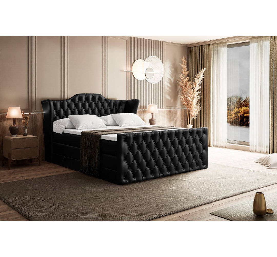 Boxspringbett Burslem mit Topper und Bettkasten