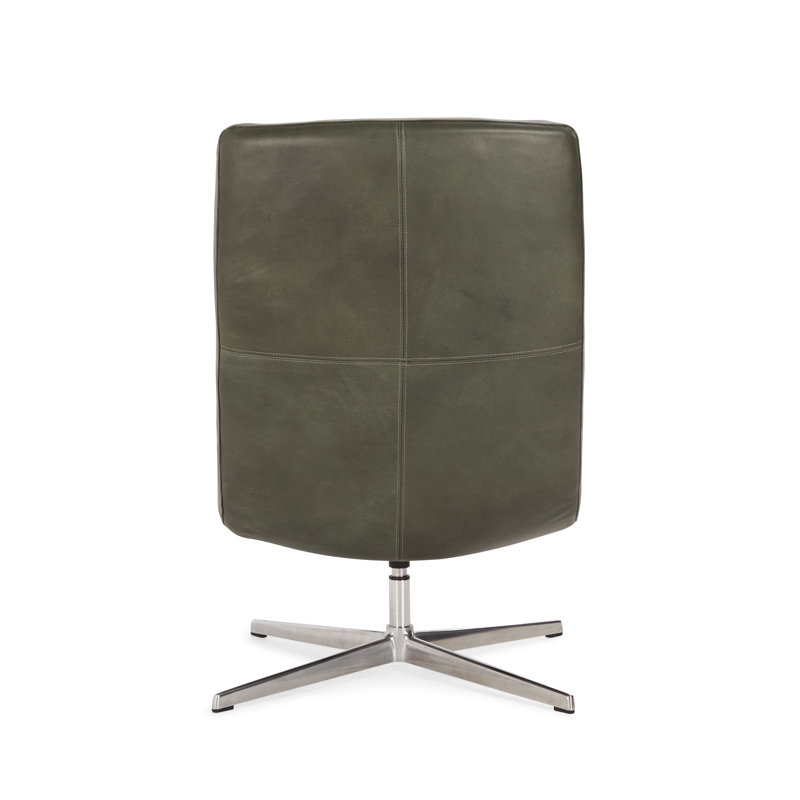 Porter Forest Green Leather Swivel Accent Chair