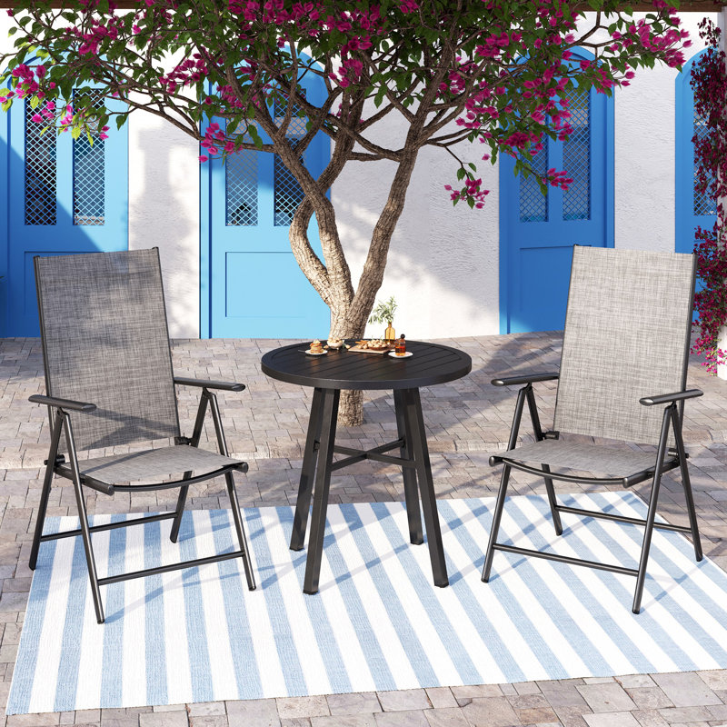 Alyah 2 - Person Patio Dining Set with Round Table, Gray