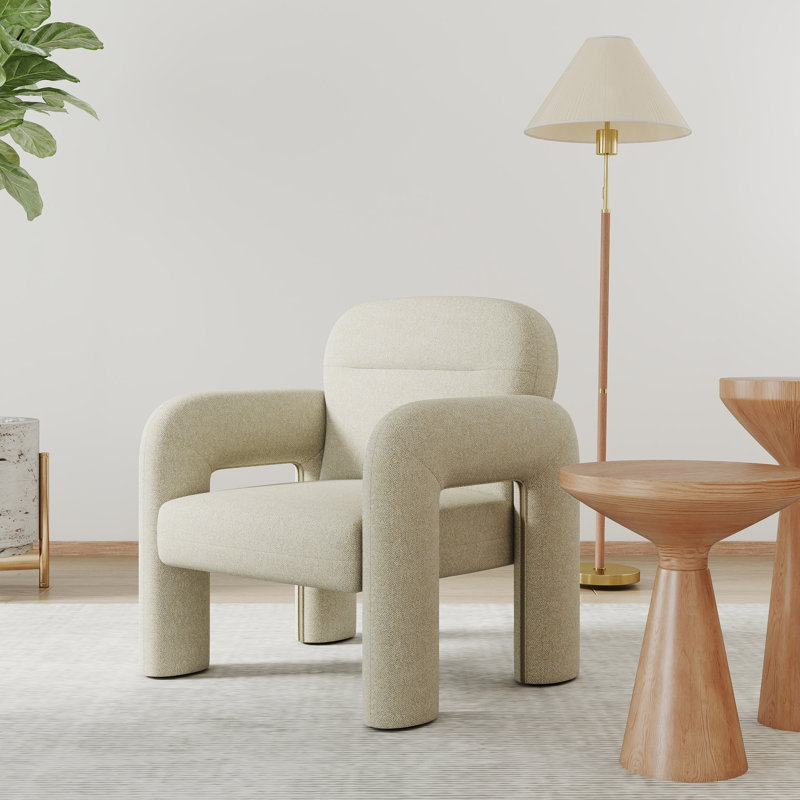 Chaises d'appoint rembourrées de 30 po de largeur avec accoudoirs en U, Beige