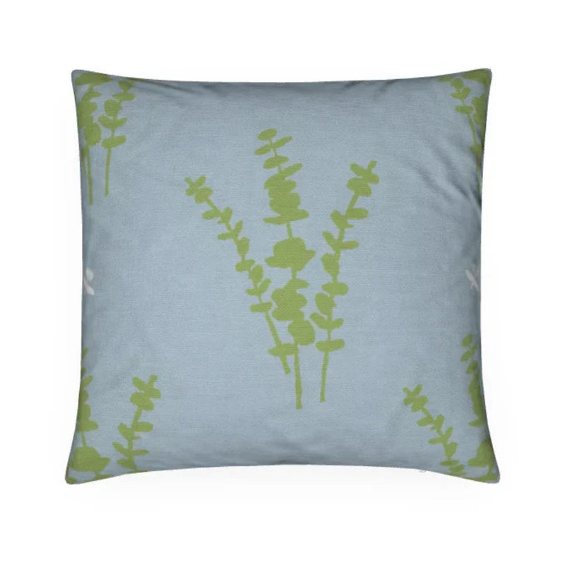 Eucalyptus Square Pillow Cover & Insert, Blue/Green/White Floral, 22"H x 22"W