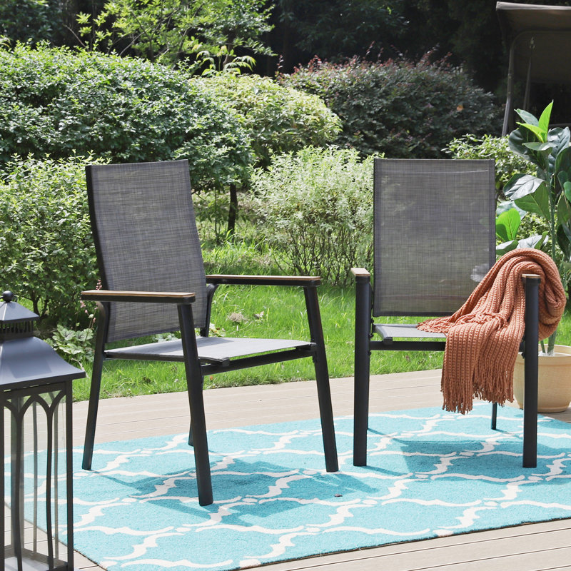 Fauteuil de patio empilable en aluminium Alyah, Gris