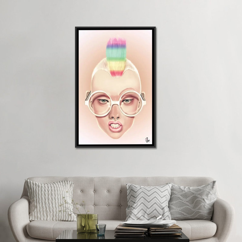 Rainbow, impression sur toile tendue, H 48 po x l 32 po x P 1,5 po, Toile avec cadre noir, Pas de tapis