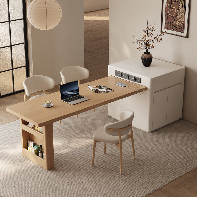 Table de salle à manger télescopique moderne de style crème