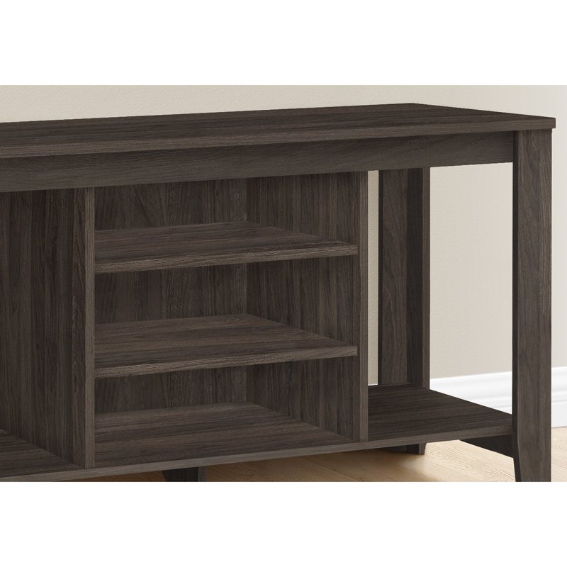 Console multimédia 48 po - Meuble télé moderne avec tablettes réglables, rangement de 48 po au fini brun stratifié