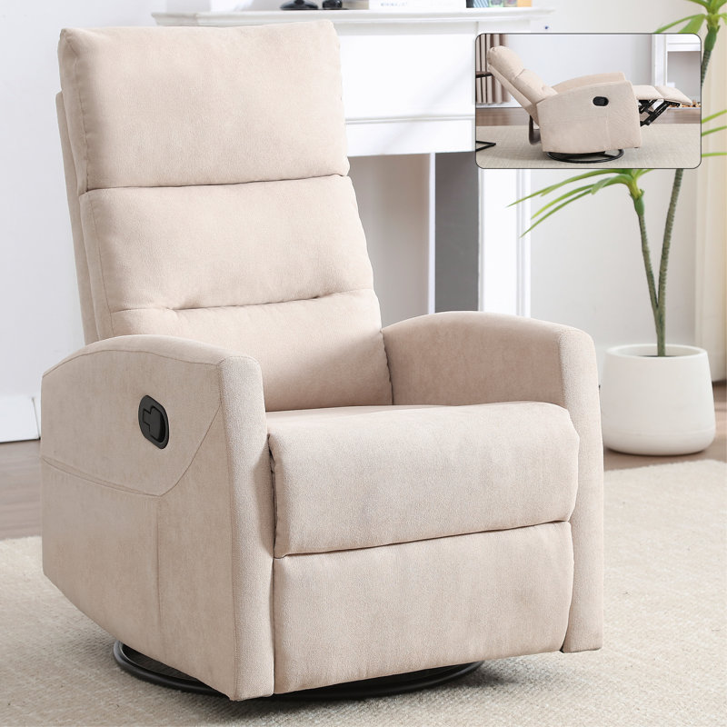 Gorana 360° Swivel Rocker Recliner with Fabric & Side Pockets, Beige