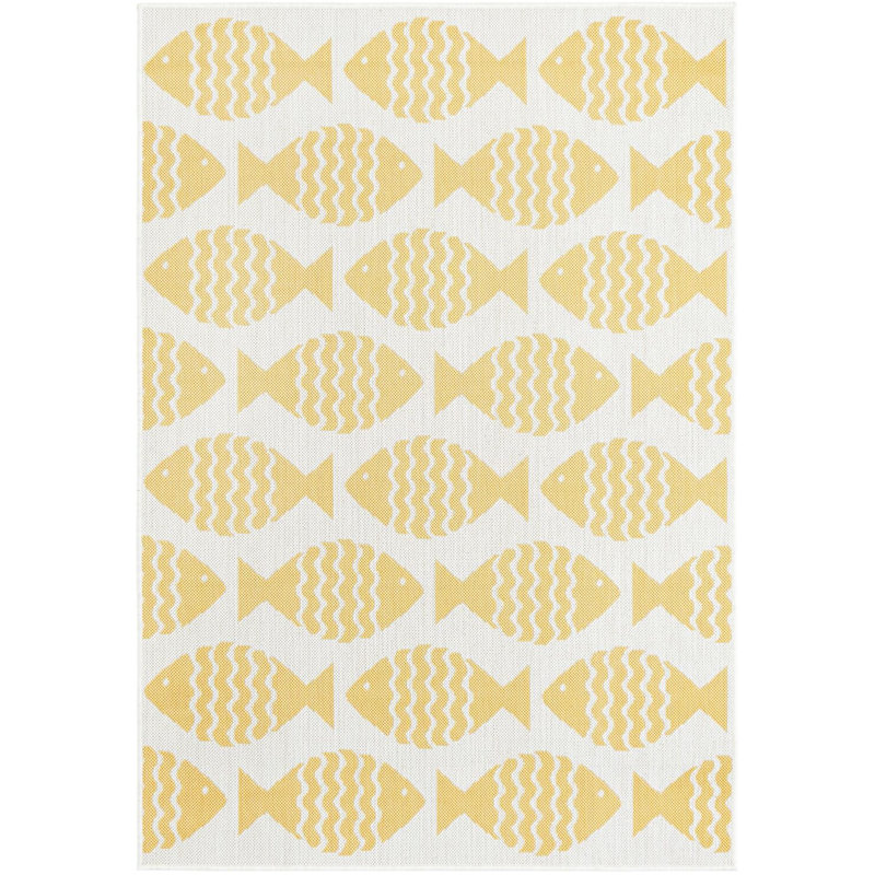 Contemporary Daitzman Area Rug Yellow Color, Rectangle 4'1" x 6'1"
