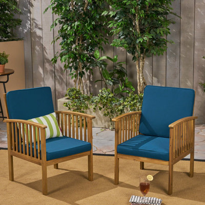 Ensemble de 2 fauteuils club d'extérieur en bois - Confortables et résistants aux intempéries - 2 modèles élégants