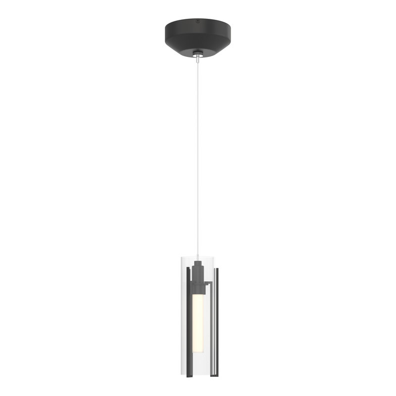 Exos 1 - Light Single Cylinder Pendant, Clear, Black