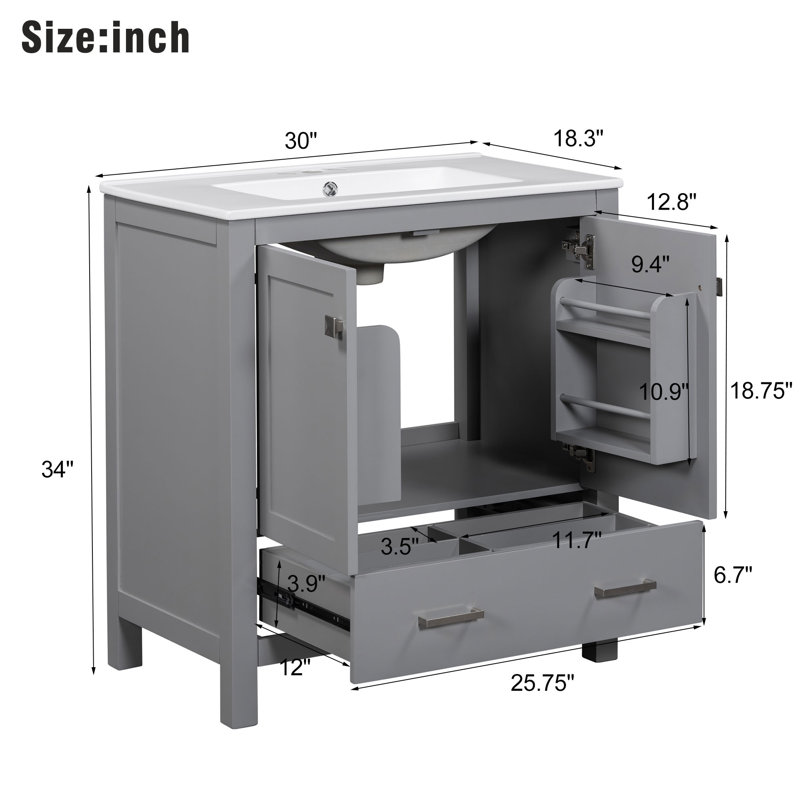 30'' Single Bathroom Vanity Base Only