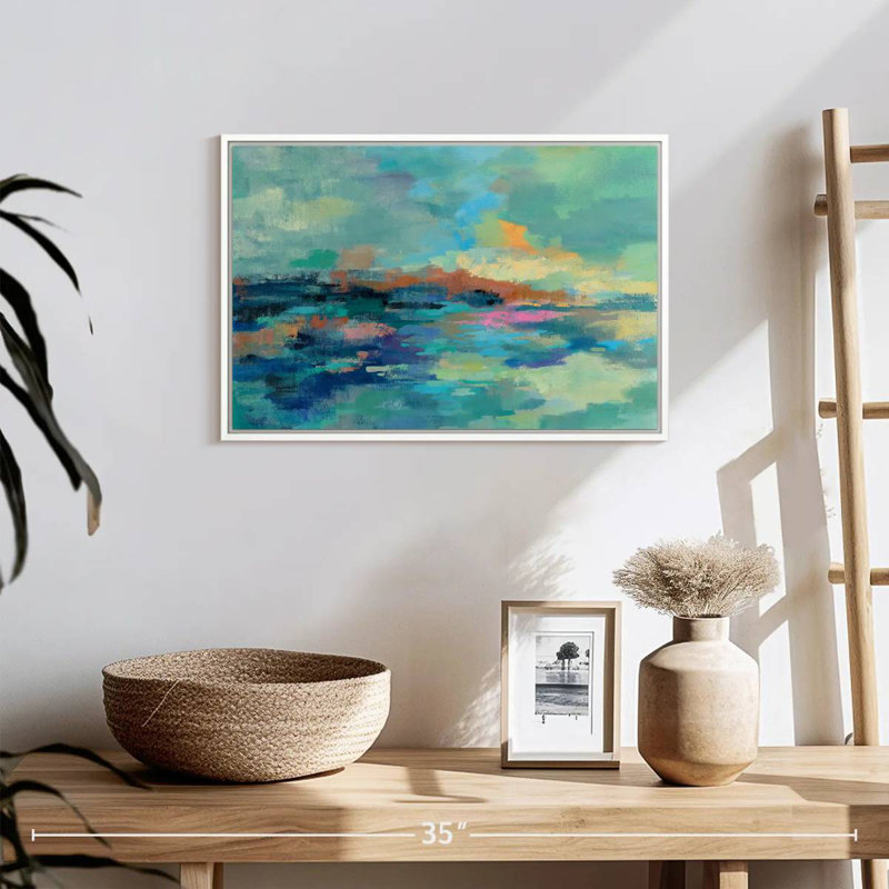 Été bord de mer Luper, 19 po x 13 po, Cadre flottant blanc