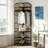 4-Tier Corner Hall Tree With 6 Double Hooks For Entryway, Farmhouse Corner Coat Rack With Shoe Bench, Freestanding Clothes Rack Shoes Shelf Organizer For Home Office Bedroom, Entryway, Hallway