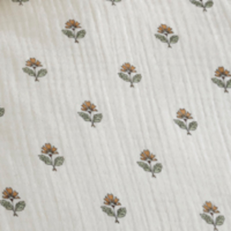 Ivory Cotton King Comforter Set with Floral Print