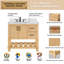 Meuble-lavabo de style campagnard de 91 cm (36 po) avec lavabo, en bois massif, 2 tiroirs, 2 portes à fermeture amortie, étagère de rangement ouverte, comptoir et dosseret en marbre de 2 cm (0,79 po), brun clair-1218096832-1218096834-1218096840