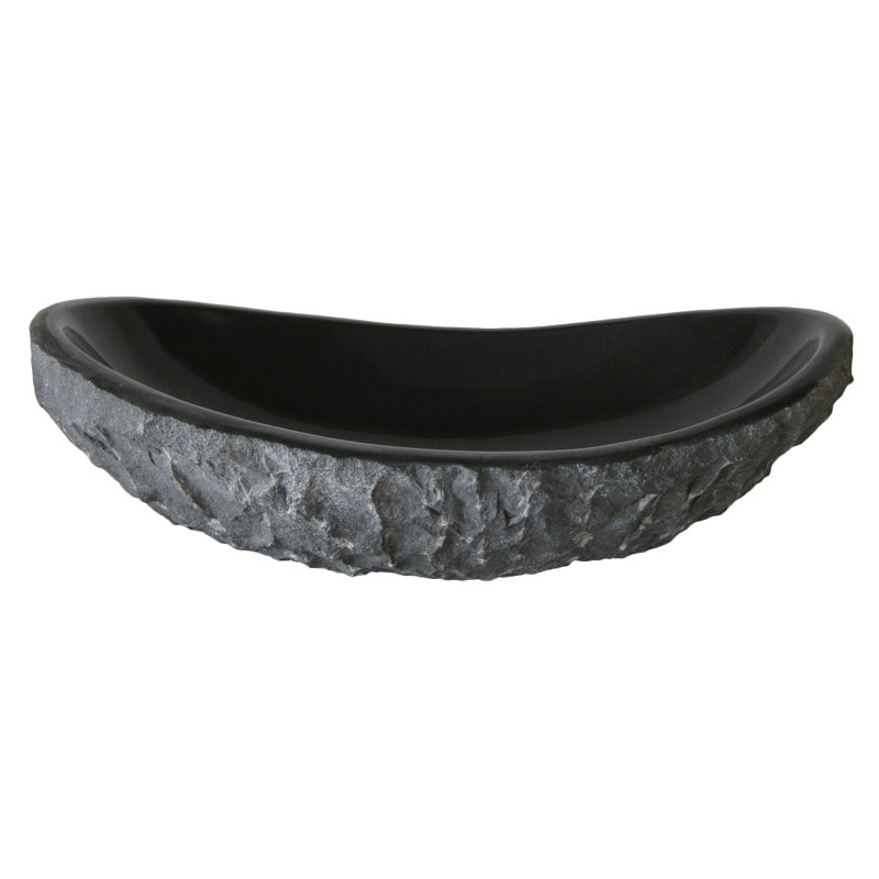Novatto Absolute 11.75'' Natural Granite Stone Oval Bathroom Sink, Chrome