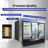 Glass Door Merchandiser Freezer, 70 Cu.Ft Swing Door Commercial Reach-In Display Refrigerator With LED Top Panel Upright Freeze Storage, Three Cabinets, Black