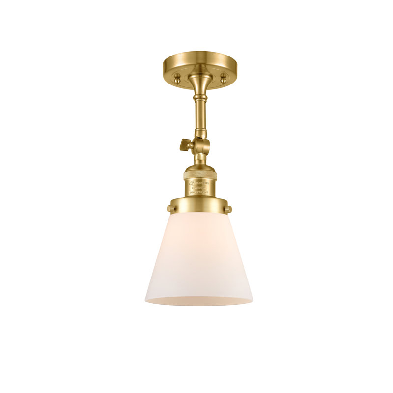 Applique murale 1 lumière Cone, Boîtier blanc mat, Laiton antique noir, Ampoule non incluse