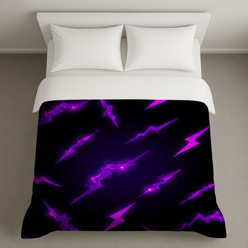 Housses de couette mauves à éclairs mauves, King