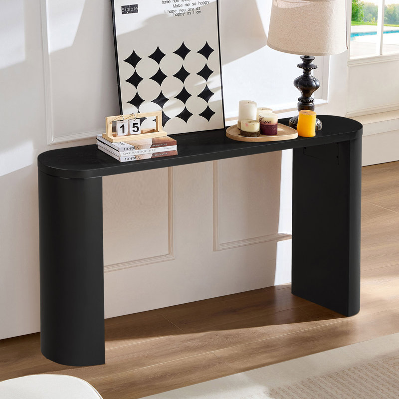Breisch 59.6“ Oval Console Table for Entrance , Hallway, Foyer, Black