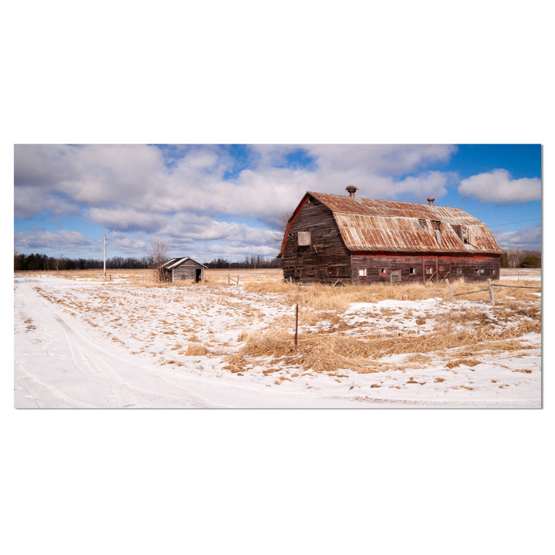 « farm field grange ranch », reproduction de photo sur toile, H 28 po x l 60 po x P 1,5 po