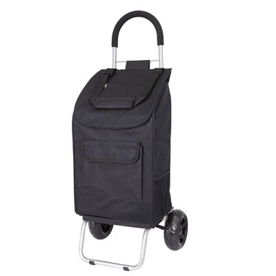 Black Foldable Shopping Cart, Suitable For Groceries, With Wheels And Detachable Bags As Well As Standard Rolling Personal Cart