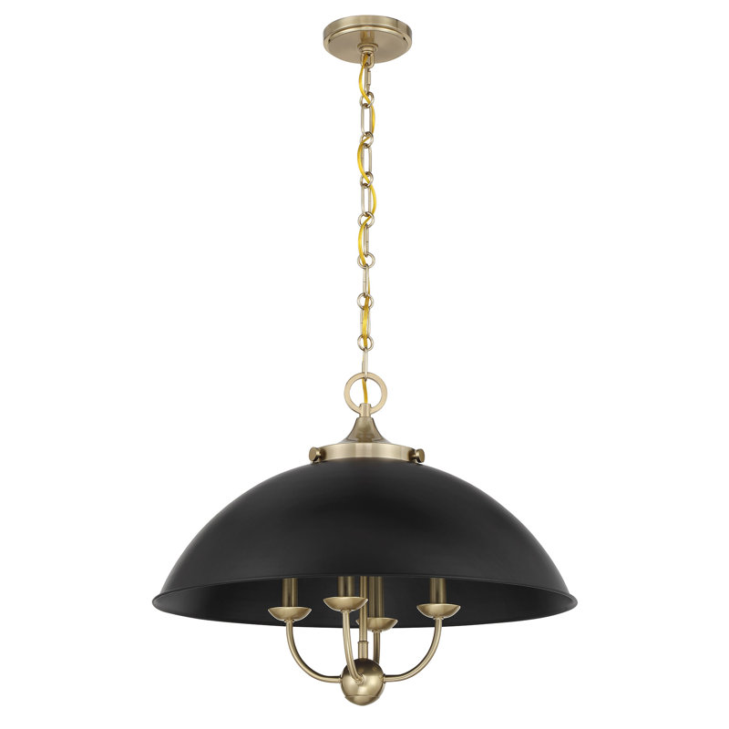 Hubbs à 4 lumières Monterey en noir mat et laiton chaud, Noir mat