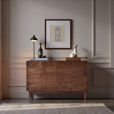 Modern Minimalist Walnut Colored Accent Cabinet