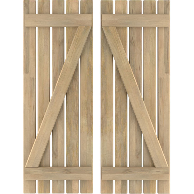 Volets de planche-n-lattes avec barre en Z (par paire) Americraft (2 lattes), Vert mousse, 19 1/2", 51"
