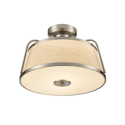 Ethelwyn 10" Tall Integrated LED Semi Flush Mount with Fabric Shade