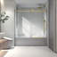 Porte de douche fixe et décalée sans cadre en or brossé, grandes poulies en acier inoxydable 304 de 70 mm avec fonction de fermeture en douceur réglable