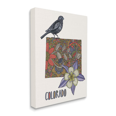 "Colorado State Flower & Bird détaillée" par Valentina Harper - impression sur toile