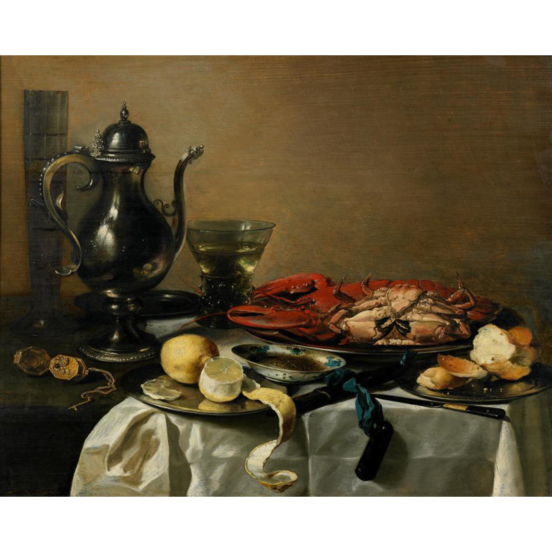 "Nature morte" par pieter claesz, art sur toile tendue avec châssis, H 40 po x l 28 po