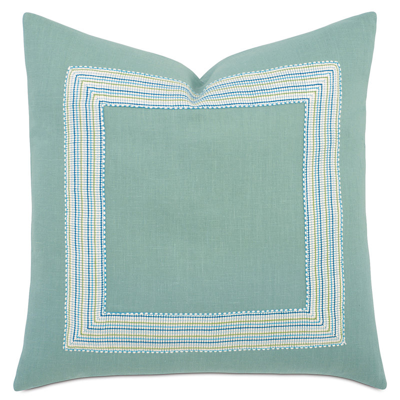 Housse de coussin Azul par Barclay Butera avec bordure à onglet et insert, Inférieur, 22 po x 22 po, Blue
