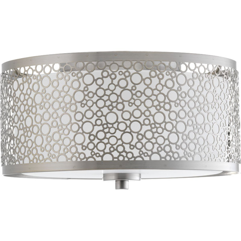 Komal 1 - Light LED Unique/Statement Drum Flush Mount, 5.88" H x 11" W x 11" D, Brushed Nickel