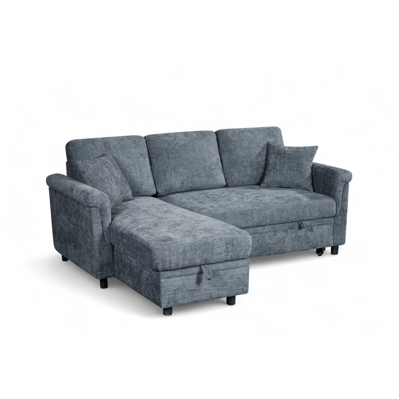Advika 4 Seater Sofa Bed, Blue, Left Hand Facing