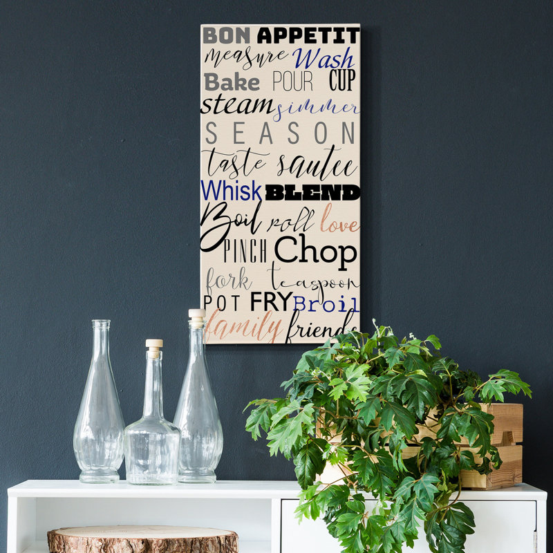 «Kitchen Expressions», reproduction d'art textuel sur toile tendue, H 16 po x l 8 po x P 1 po
