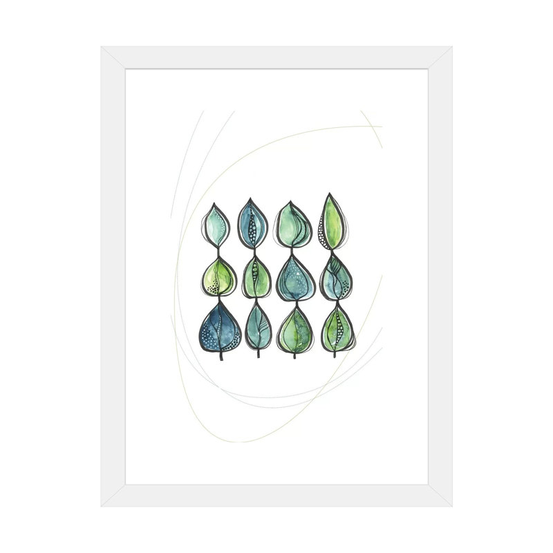 Water Water Leaves - impression d'art graphique, H 32 po x l 24 po x P 1 po, Papier encadré blanc, Blanc