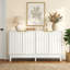 55'' Wide Sideboard Buffet Cabinet with Fluted Doors, Modern White Credenza Coffee Bar with Adjustable Shelves